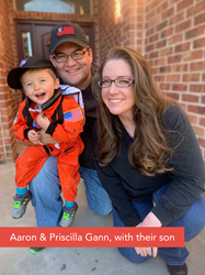 Aaron Gann and Priscilla Gann are shown with their son