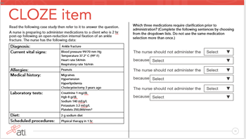 Next Generation NCLEX cloze item