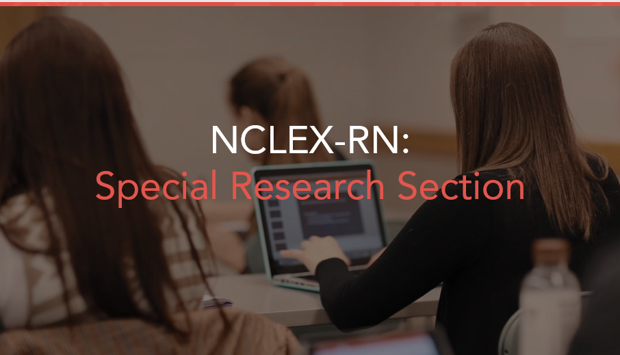 Special Research Section on NCLEX testing Next Generation item types Students at computers simulate participating in Special Research Section on NCLEX testing Next Generation item types