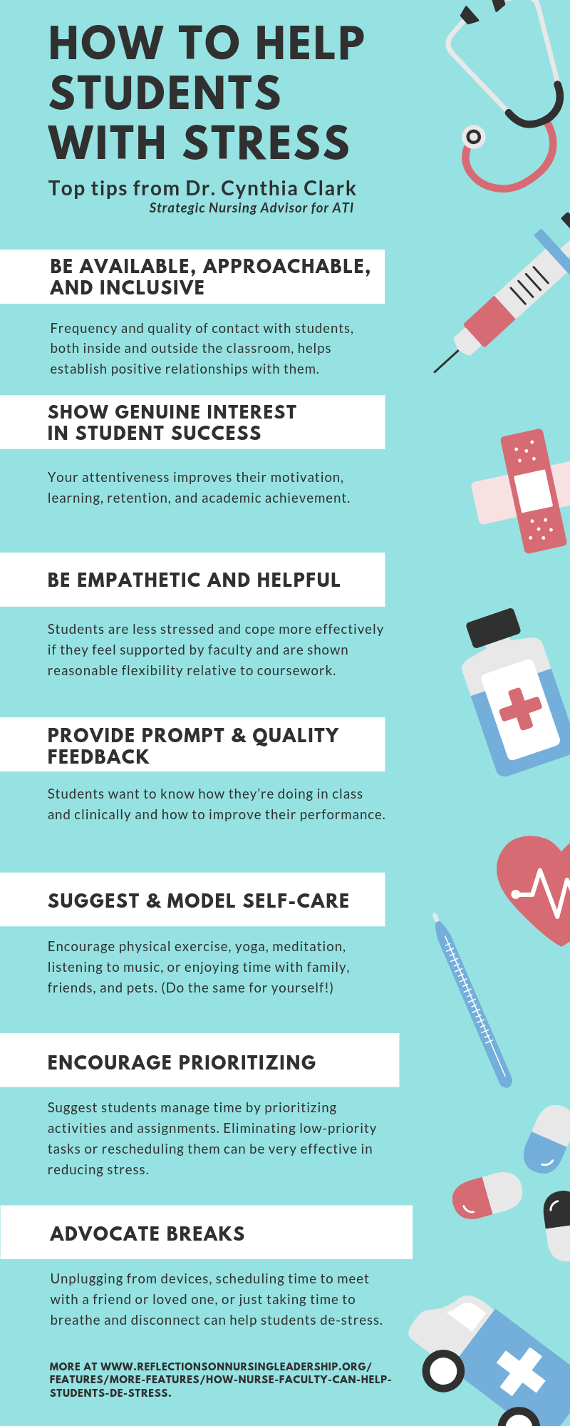 Tips to help students deal with stress Infographic with tips on stress management