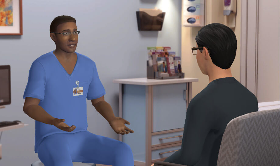 doctor sitting with patient